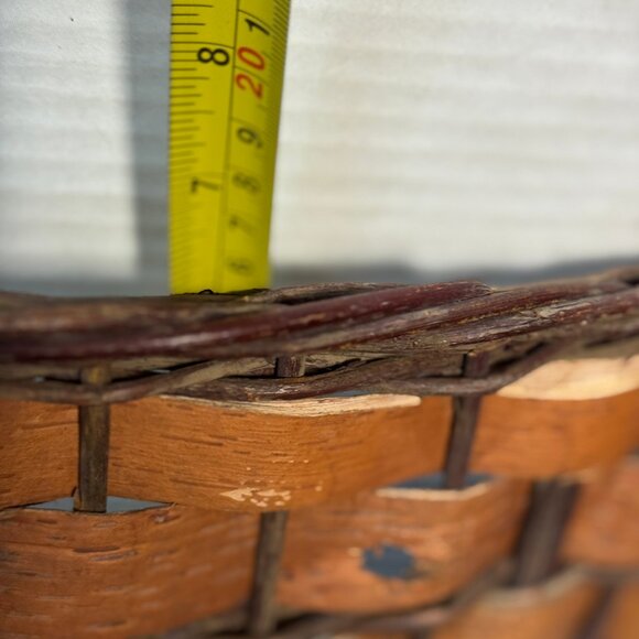 Rustic Medium Wicker Basket Woven Bark + Handled Pleather Natural Country LOT 2 - Picture 11 of 15